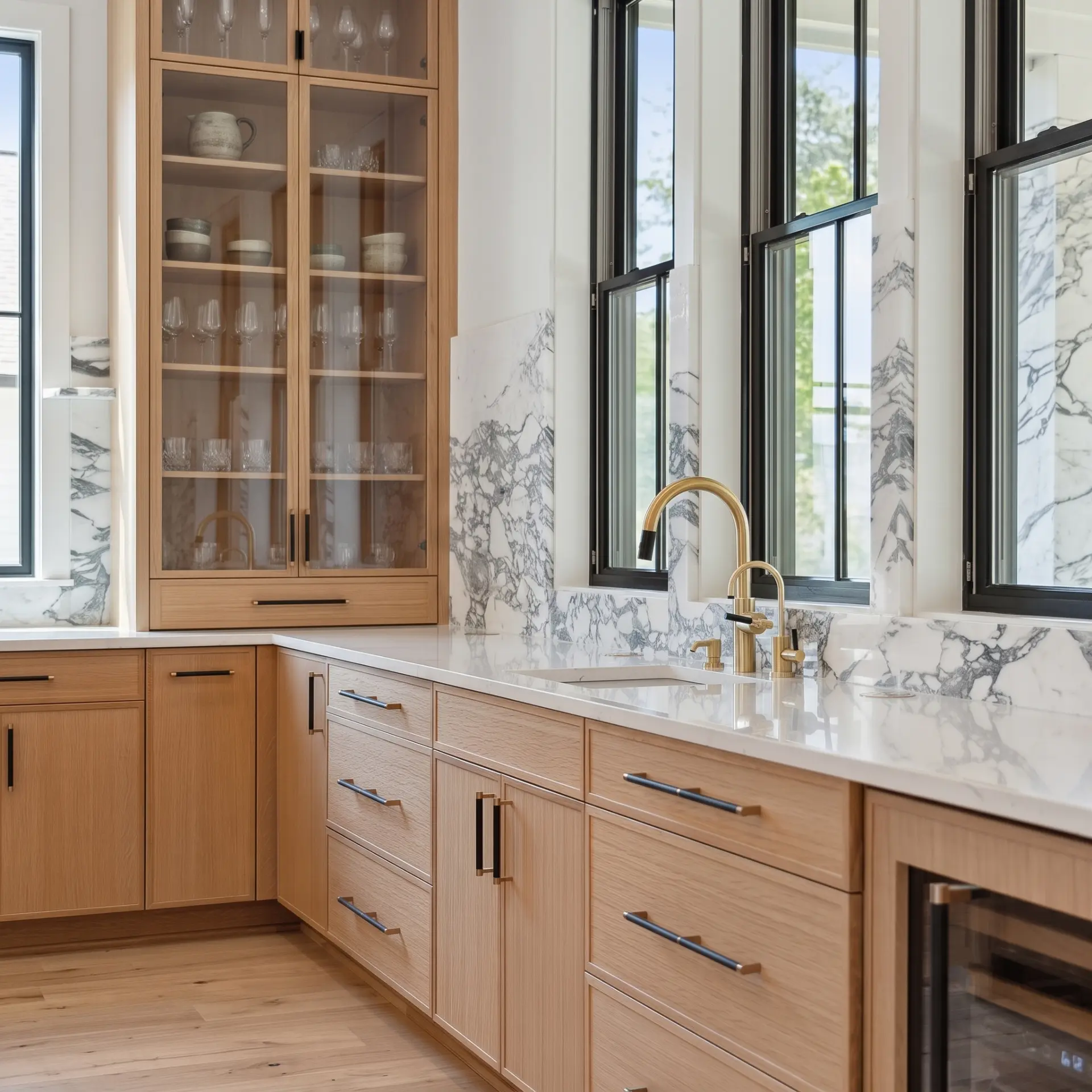 Kitchen with Calacatta Corchia marble