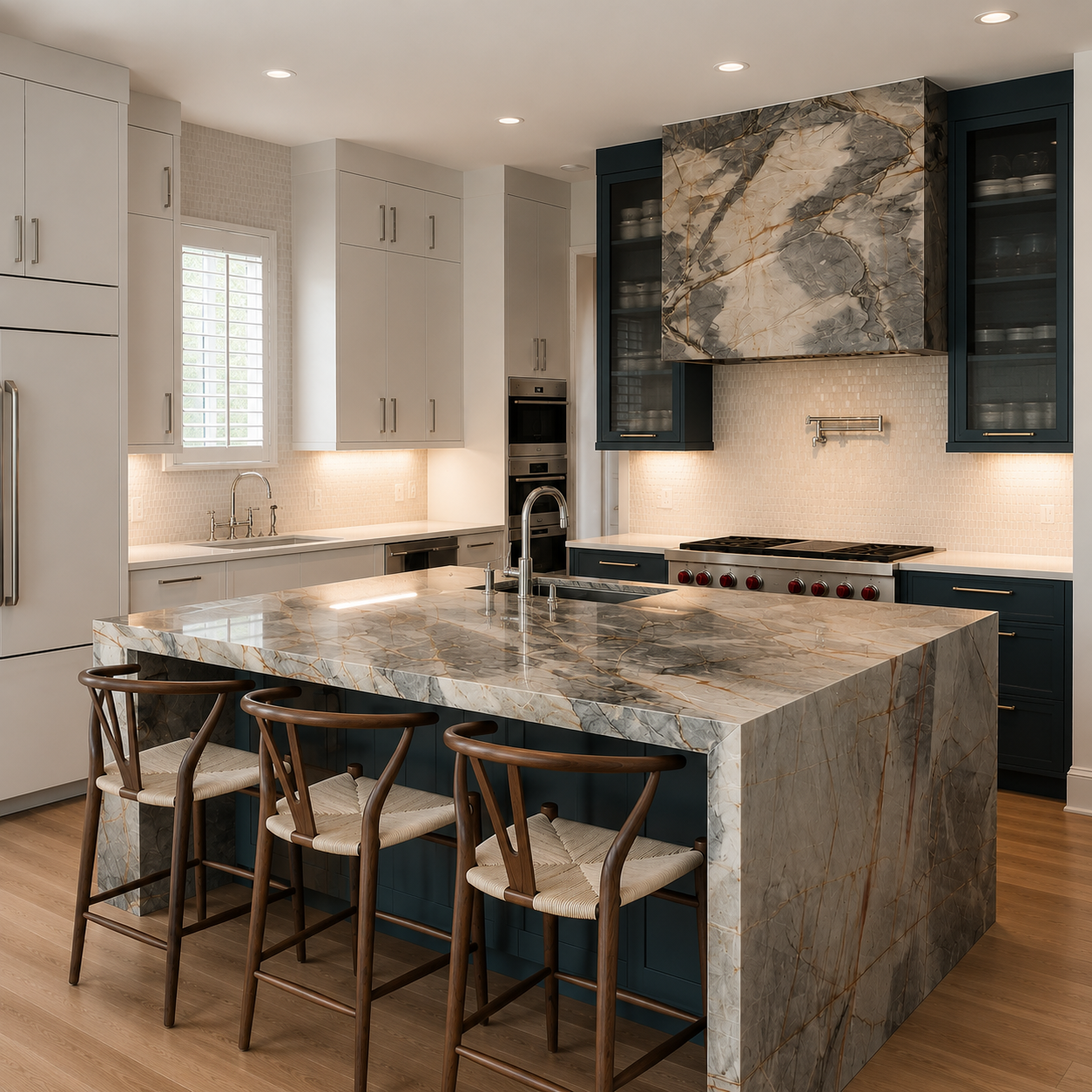 Kitchen with Denim quartzite
